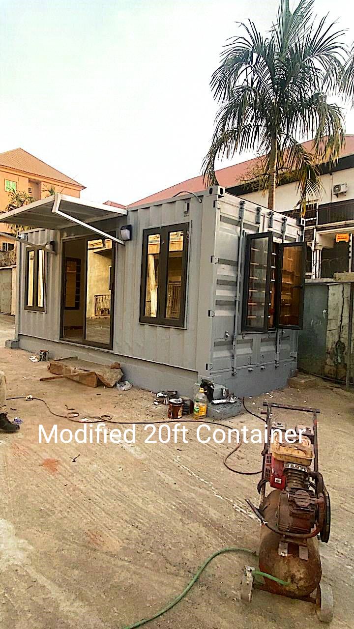 Open plan modified 20ft container with verandah