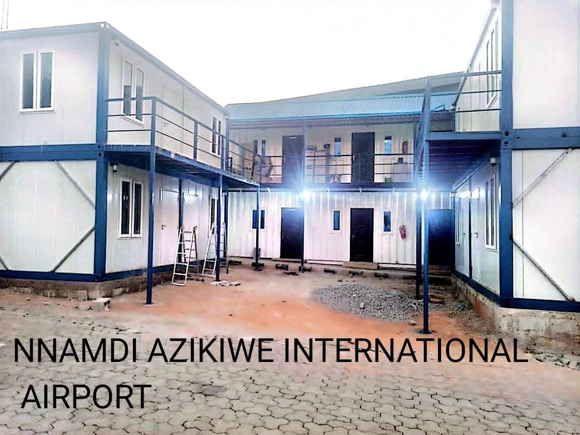 Nnamdi Azikiwe International Airport — Two-storey container block — courtyard view