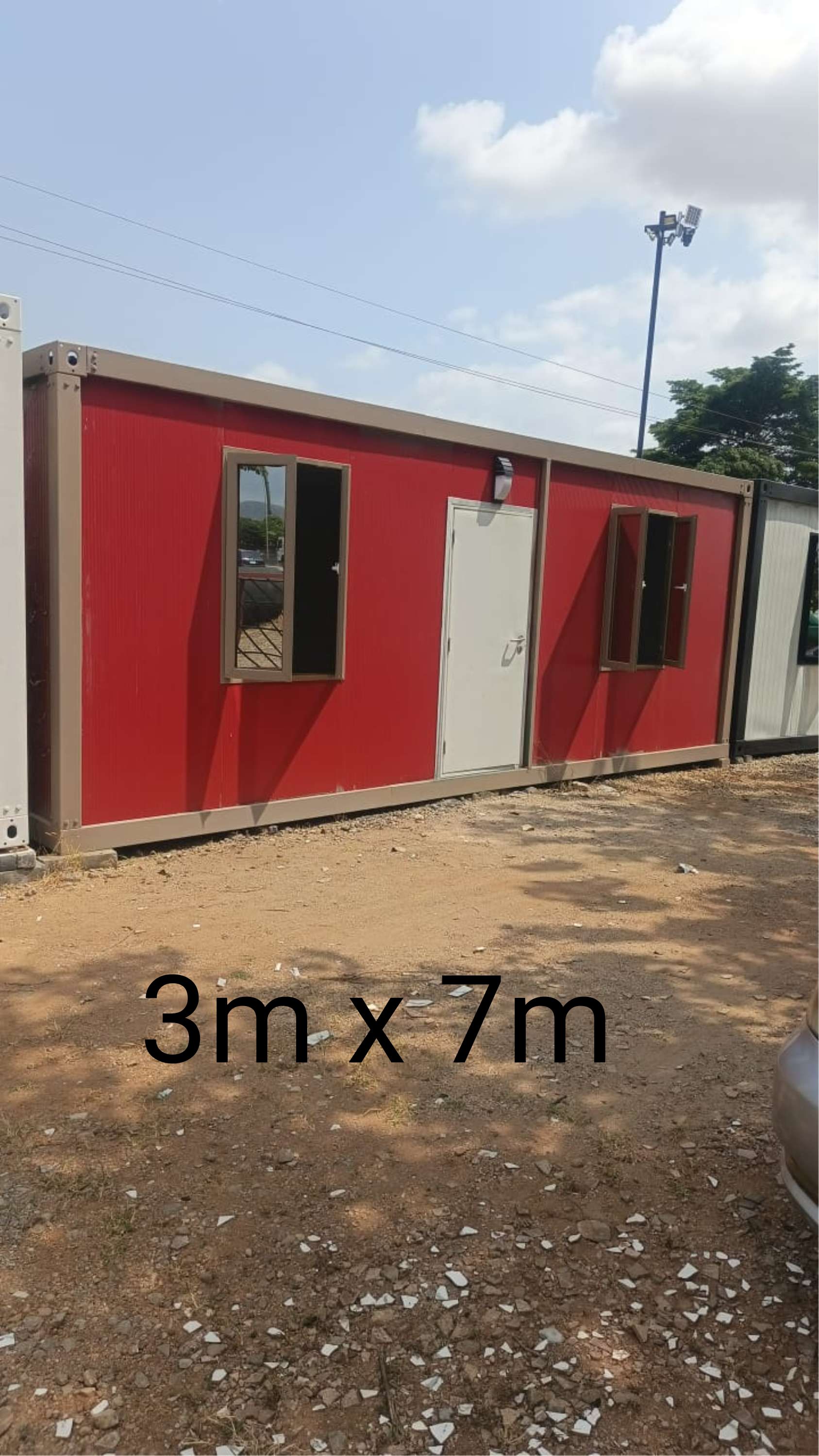 3m by 7m red container office