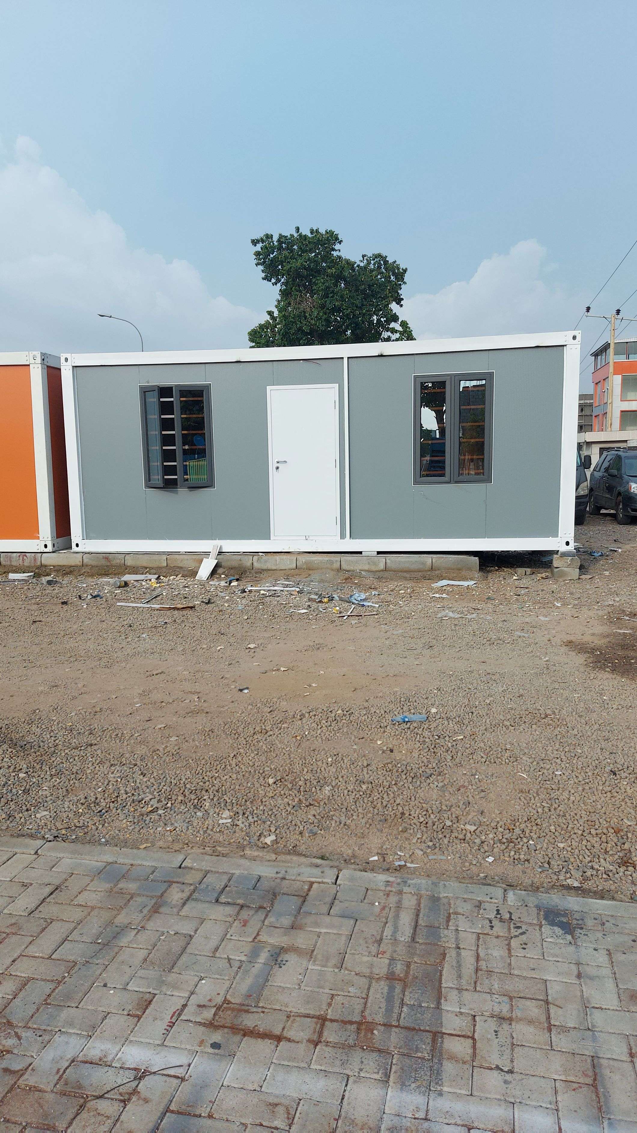 Front view grey 3m by 6m container office