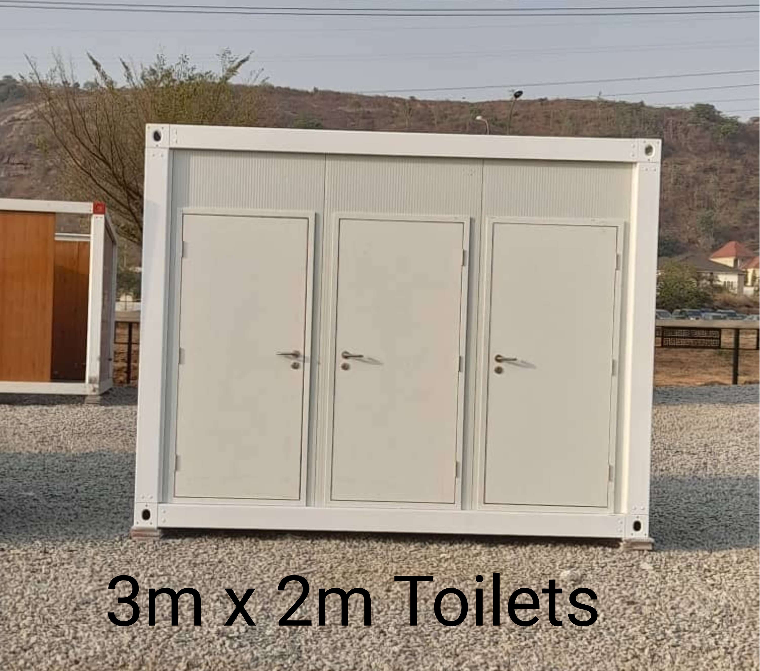3m by 2m three stall portable toilet block